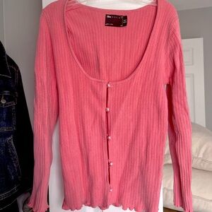 ASOS pink button up cardigan